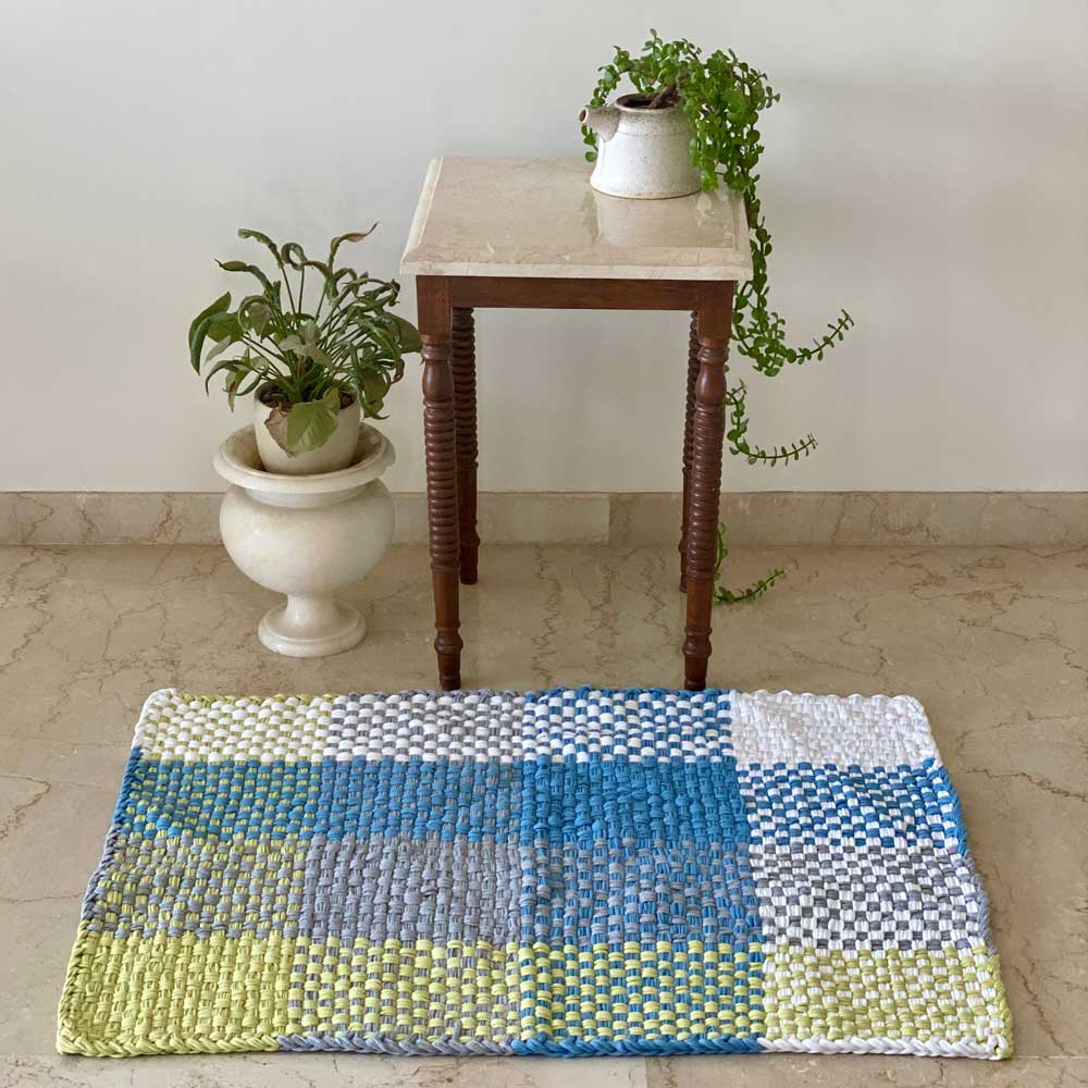 RECTANGLE RUG（LIME/BLUE/BLUE）